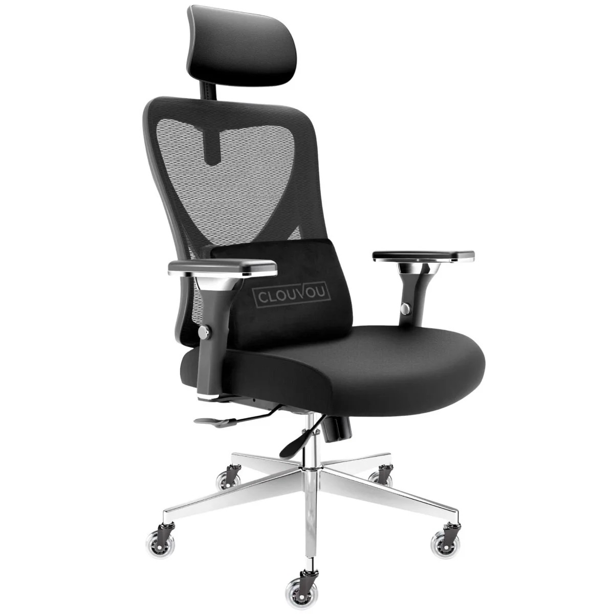 Clouvou Produktbeispiel: ergonomischer Bürostuhl mit Mesh-Rückenlehne und Kopfstütze